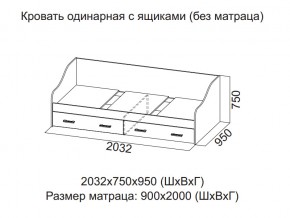 Кровать одинарная с ящиками (Без матраца 0,9*2,0) в Лабытнангах - labytnangi.магазин96.com | фото