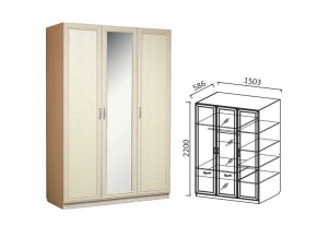 Шкаф 3-х ств 1500 для платья и белья Ивушка 7 дуб в Лабытнангах - labytnangi.магазин96.com | фото